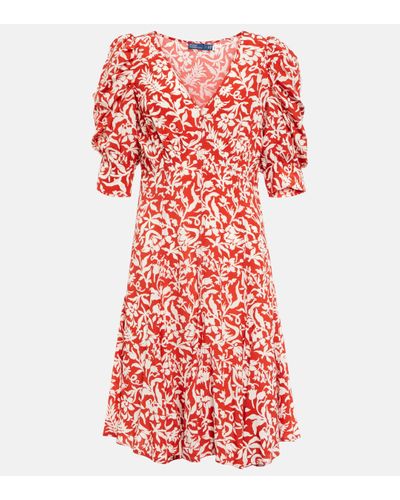 Polo Ralph Lauren Mini-robe En Crêpe De Chine À Imprimé Fleuri - Rouge