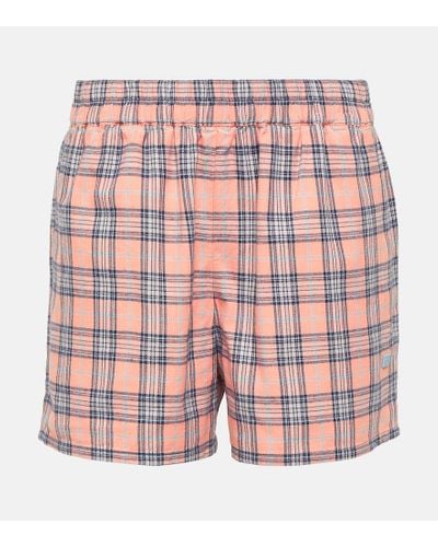 Acne Studios Mid-Rise Shorts aus Baumwoll-Flanell - Rot