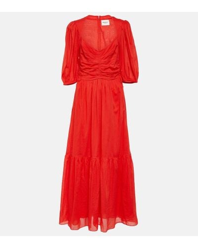Isabel Marant Vestido largo Leoniza de algodon - Rojo