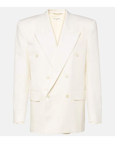 Saint Laurent Virgin Wool Gabardine Blazer - White