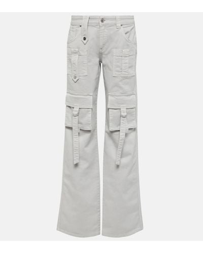Blumarine Pantalon cargo a taille basse en jean - Gris
