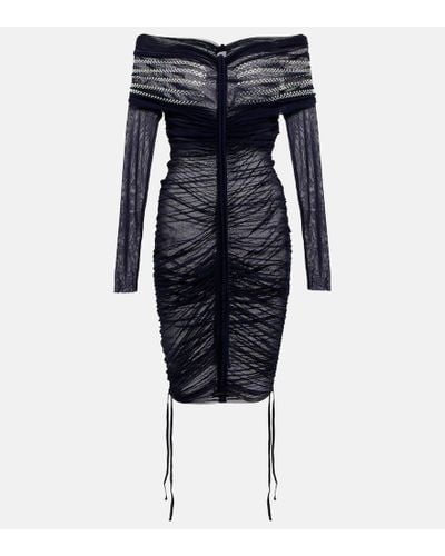 Jean Paul Gaultier Verziertes Off-Shoulder-Minikleid - Blau