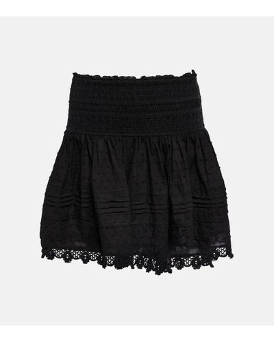 Poupette Galicia Embroidered Cotton Miniskirt - Black