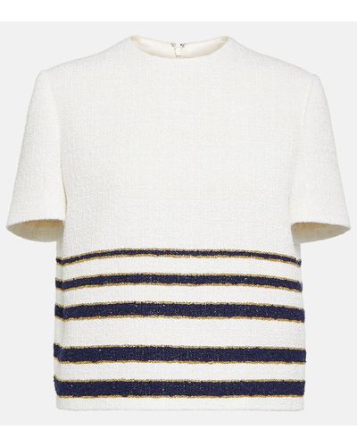 Valentino Striped Cotton-blend Top - White