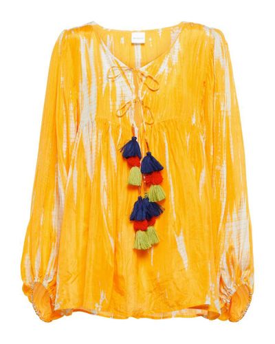 Anna Kosturova Top de seda tie-dye - Amarillo