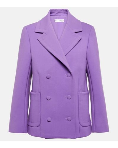 Oscar de la Renta Double-breasted Wool-blend Blazer - Purple