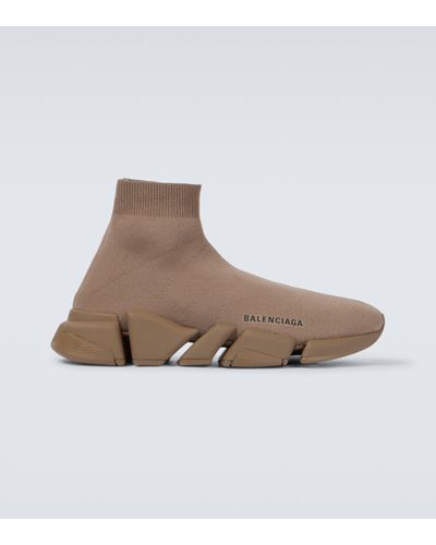 Balenciaga Speed 2.0 Knitted Trainers - Brown