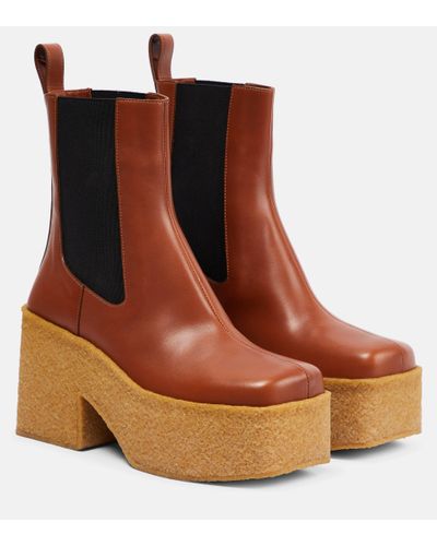 Dries Van Noten Platform Leather Boots - Brown