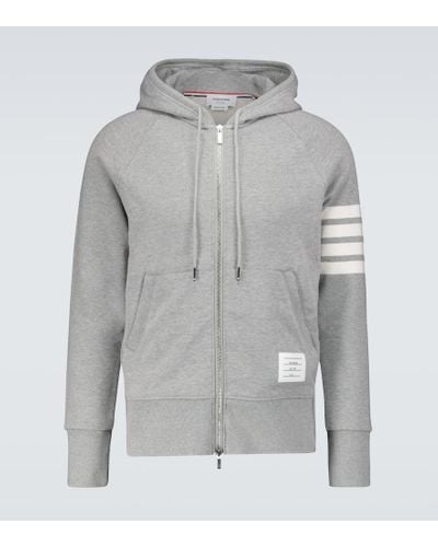 Thom Browne Zipped 4-bar Hooded Sweatshirt - Gray