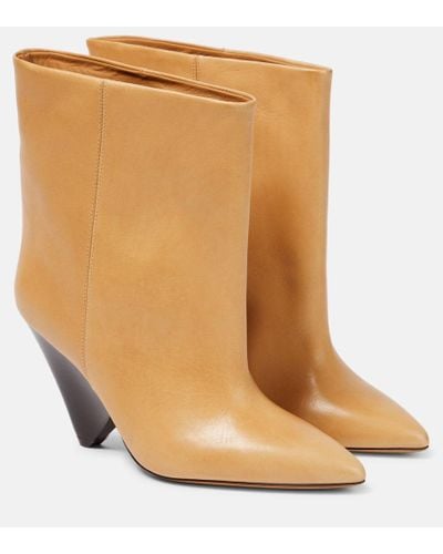 Isabel Marant Miller Leather Ankle Boots - Natural