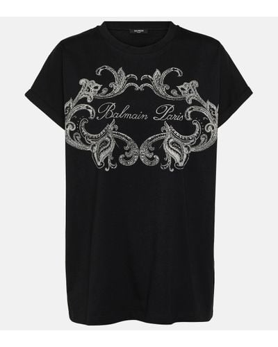 Balmain T-shirt en coton a logo - Noir