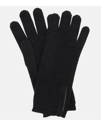 Brunello Cucinelli Verzierte Handschuhe aus Kaschmir - Schwarz