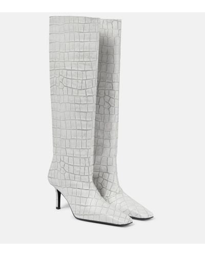 Acne Studios Croc-effect Leather Knee-high Boots - White