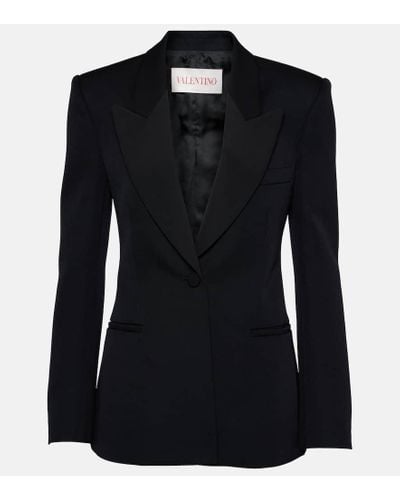 Valentino Double-breasted Wool Blazer - Black