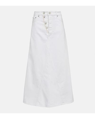 Ganni Double-fly Denim Maxi Skirt - White