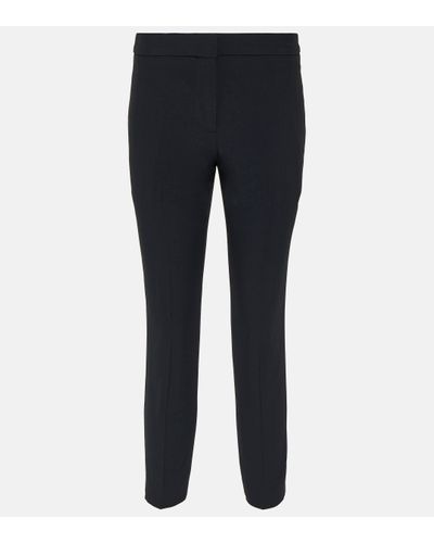 Alexander McQueen High-rise Crepe Straight Trousers - Blue