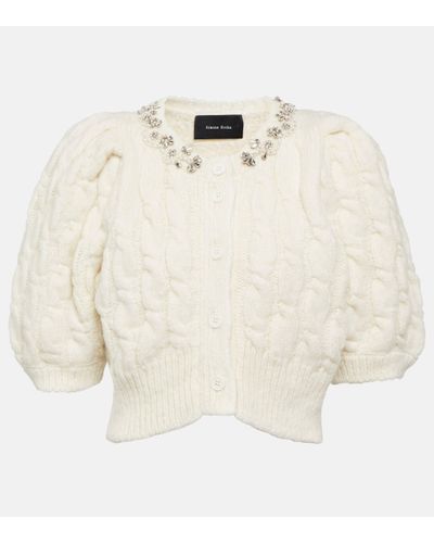 Simone Rocha Embellished Wool-blend Cardigan - White