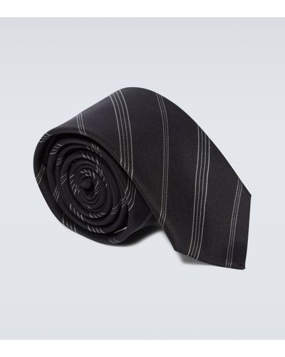 Saint Laurent Cravate en jacquard de soie - Noir