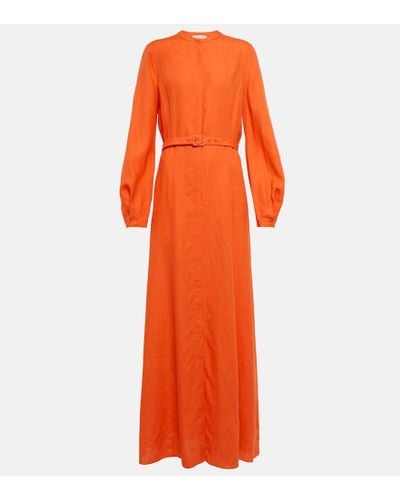 Gabriela Hearst Vestido largo Massey de lino - Naranja