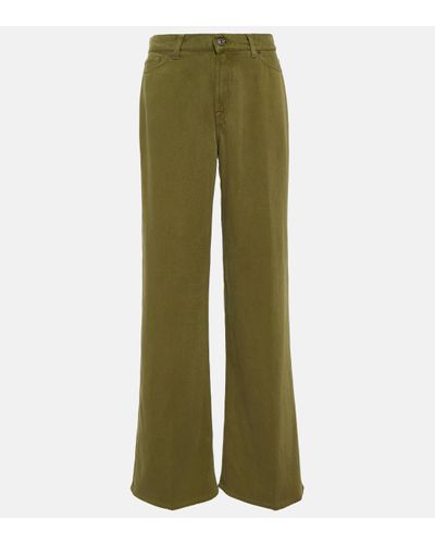 7 For All Mankind Lotta High-rise Wide-leg Jeans - Green
