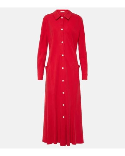 The Row Myra Silk Shirt Dress - Red
