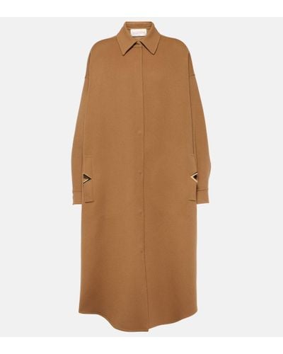 Valentino Vgold Wool And Cashmere Coat - Brown