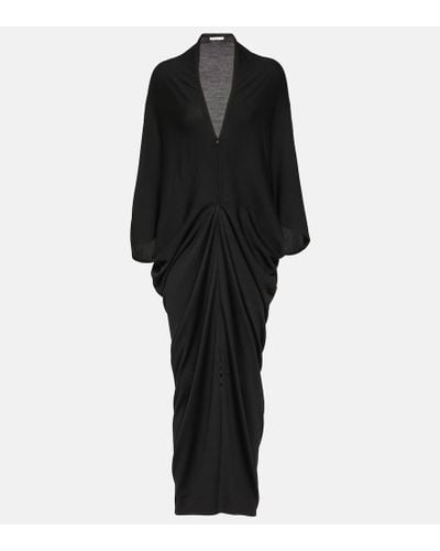 The Row Rodin Draped Wool Jersey Maxi Dress - Black