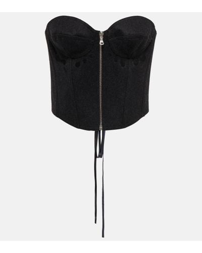 Jean Paul Gaultier Top bustier raccourci en feutre de laine melangee - Noir