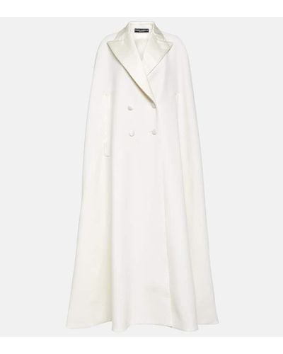 Dolce & Gabbana Double-breasted Wool-blend Cape - White