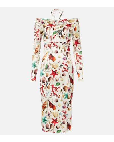 Dolce & Gabbana Capri Printed Silk-blend Midi Dress - White