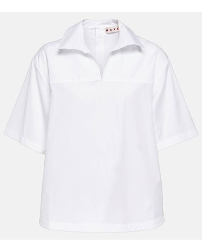 Marni Cotton Poplin Polo Shirt - White