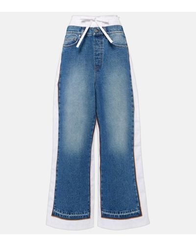 Jean Paul Gaultier Jeans anchos de tiro medio con paneles - Azul