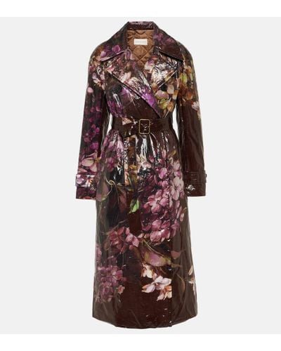 Dries Van Noten Trench Ronas con stampa floreale - Rosso