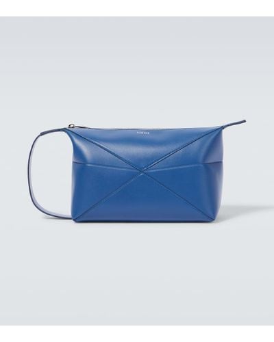 Loewe Puzzle Fold Leather Toiletry Bag - Blue