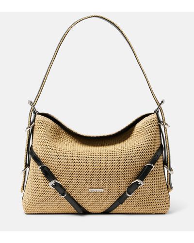 Givenchy Voyou Medium Raffia Shoulder Bag - Metallic