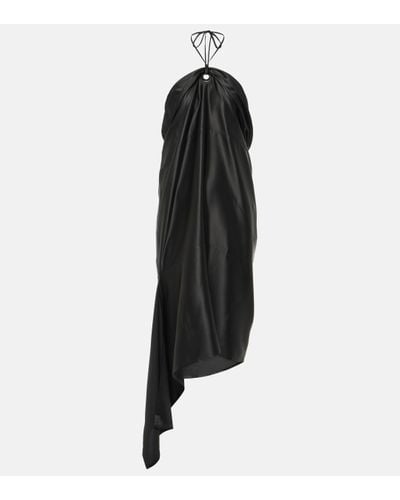Ferragamo Halterneck Silk-blend Midi Dress - Black