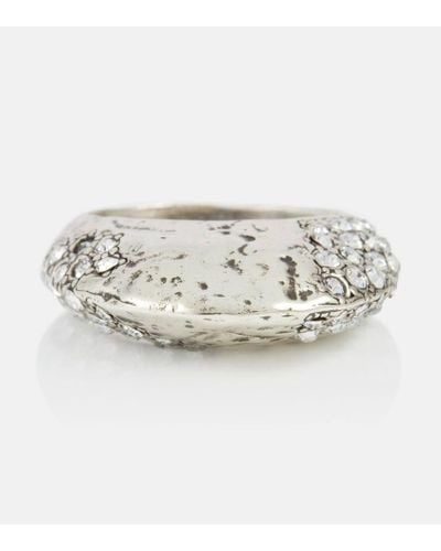 Saint Laurent Ring Bumpy mit Kristallen - Weiß