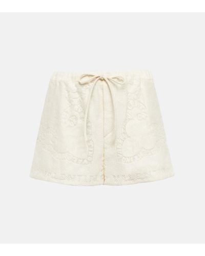 Valentino Cutwork Cotton-blend Shorts - Natural