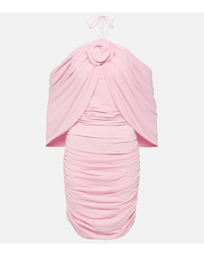 Magda Butrym Floral-applique Off-shoulder Wrap Dress - Pink