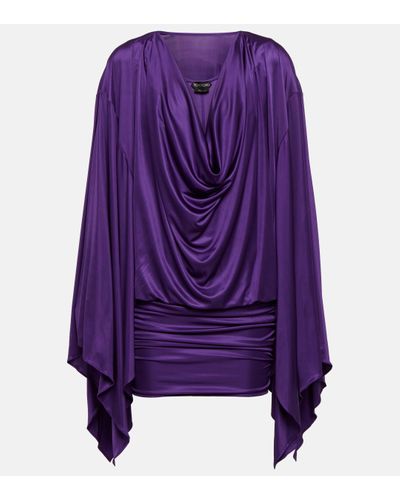 Tom Ford Cowl-neck Satin Minidress - Purple