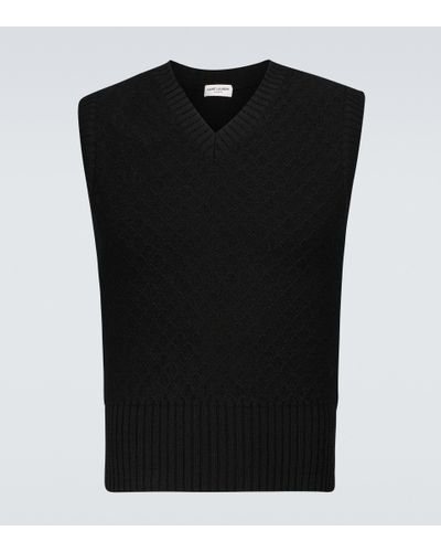 Saint Laurent Sleeveless Wool Sweater - Black