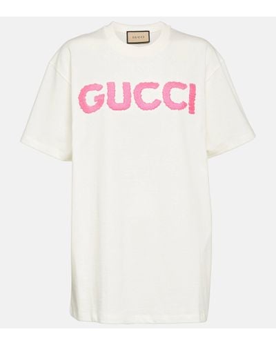 Gucci Logo-embroidered Cotton-jersey T-shirt - White