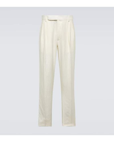 Ralph Lauren Purple Label Silk And Linen Straight Pants - White