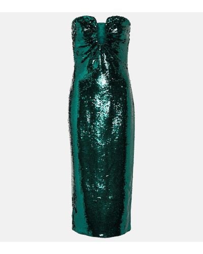 Roland Mouret Sequined Strapless Midi Dress - Green