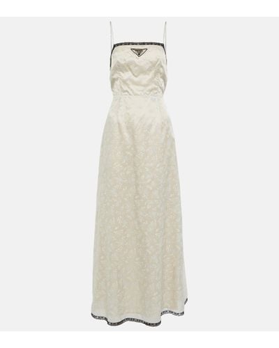 Prada Lace-trimmed Floral Maxi Dress - White