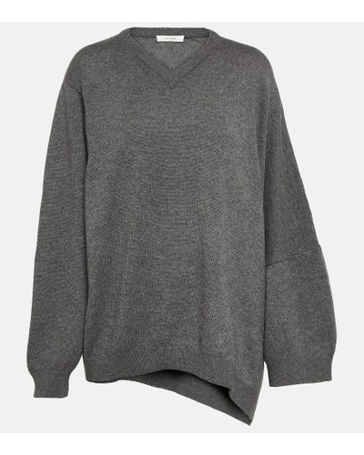 The Row Erminia Asymmetric Cashmere Sweater - Gray