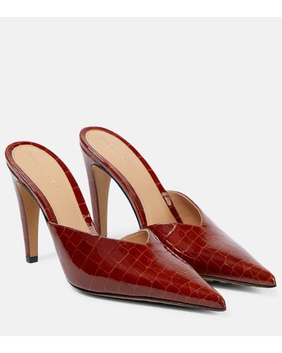 Bottega Veneta Mules Punta de piel con efecto cocodrilo - Rojo