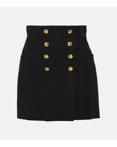 Gucci Minifalda de seda y lana - Negro