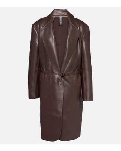 Norma Kamali Oversized Faux Leather Jacket - Brown