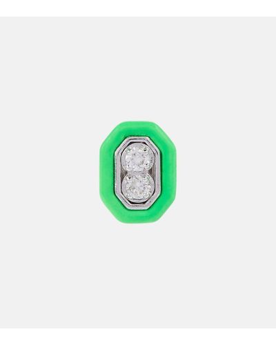 Eera Orecchino singolo Roma in oro bianco 18kt con diamanti - Verde